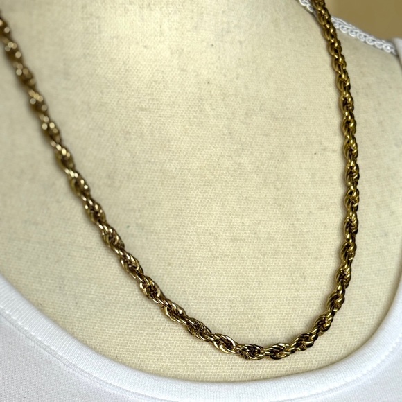 Vintage Gold Tone Rope Chain 24” Thick 3MM Necklace - Picture 11 of 12